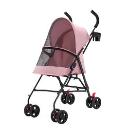 Візок для собак Homewell 2в1, прогулянковий візок-переноска з підсклянниками, з гальмом та водонепроникним тентом, рожевий