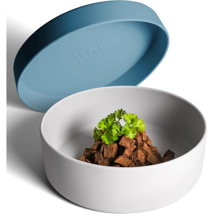 Миска для собак Ne&no® Silikon 1200 мл з кришкою | Безпечна, неслизька, для малих та середніх собак | Набір миски та кришки (сталево-блакитний)