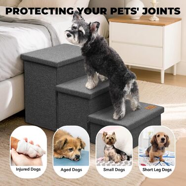 Сходинки для собак, 58,4 см, 4-ступеневі широкі сходинки для високих ліжок, вікон, складаються для зберігання, сходинки для домашніх тварин, подарунок для маленьких/середніх/великих літніх собак та котів (3 сходинки без помешкання (78,9 см Д x 43,2 см Ш x