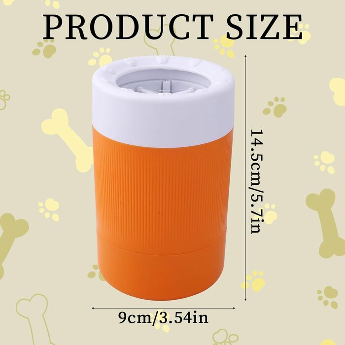 Миска для миття лап тварин, портативна, з м'якою щіткою, для собак та котів, оранжева