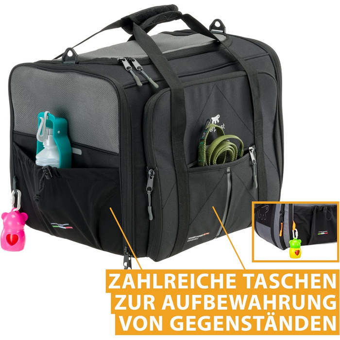 Переноска для собак та котів Ferplast Voyager PRO, чорна, 49x37x39 см, до 15 кг