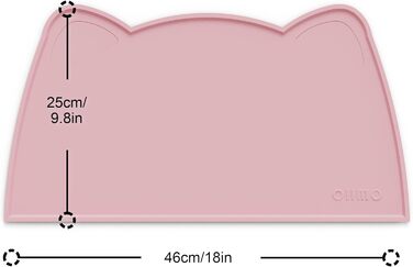 Підкладка під миску для собак та котів OHMO, силіконова, неслизька, водовідштовхувальна, рожева (46x25 см)