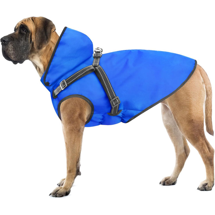 Водонепроникний дощовик для собак Mosucoir з капюшоном, великий та середній розмір, блакитний (L)