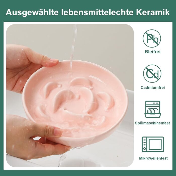 Набір мисок проти запобігання ковтання для котів Anti Schling Napf - 2 шт. Керамічні миски для котів, повільне годування, набір з 2 мисок, пастельні кольори (білий, блакитний, рожевий)