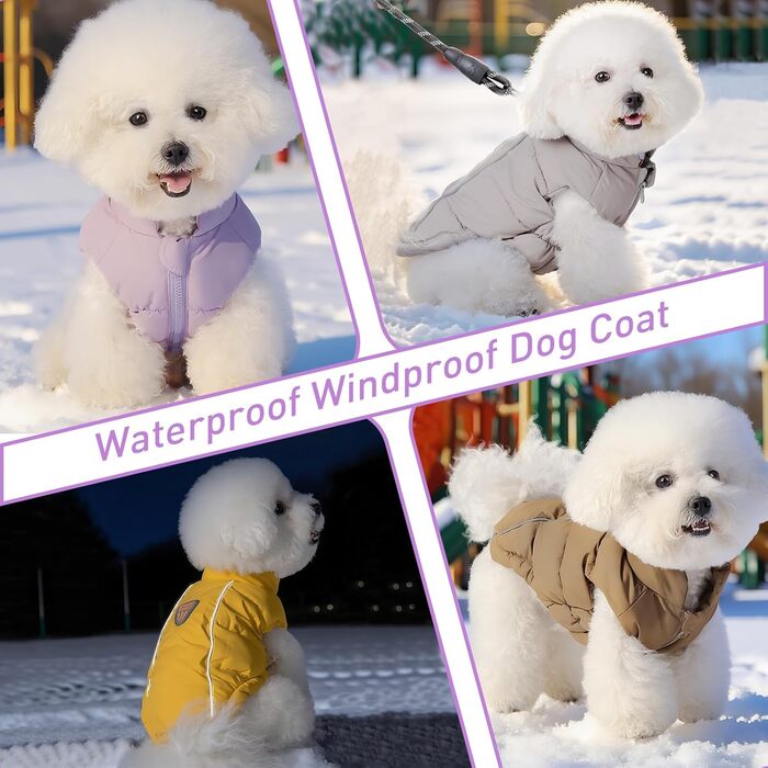Водонепроникна та вітрозахисна жилетка для собак з D-кільцем, тепла зимова куртка для собак (Lila, S)