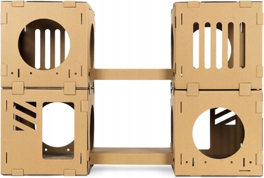 Модульний картонний будинок для котів та кошенят: 4 блоки та 2 містки