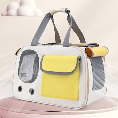 Портативна переноска для тварин - складана сумка для котів та маленьких собак, легка переносна сумка | Міцна переноска для домашніх тварин з вентиляційною сіткою для безпечних подорожей з цуценятами або в дорозі, зелений (жовтий) колір