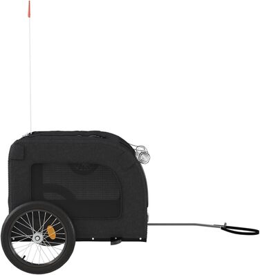 Фасба Причіп для собак, причіп для велосипеда, причіп для собак з відбивачами та прапорцем, причіп для котів та домашніх тварин, чорний, матеріал Оксфорд, метал, 133,5 x 69 x 73,5 см (Д x Ш x В)