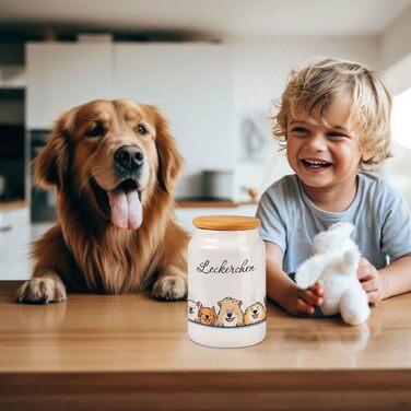 Банка для ласощів з гравіюванням - персоналізована з ім'ям для собак та котів - ідеально для зберігання корму