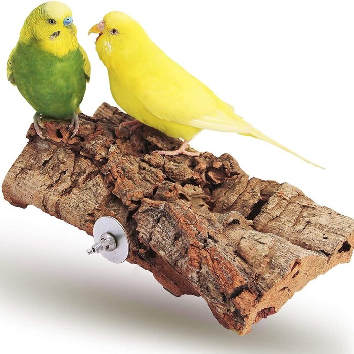Набір Vogelgaleria 5 предметів: коркові аксесуари для хвилястих папуг — сідало, гілка, канат, камінь, сідало з дикої яблуні