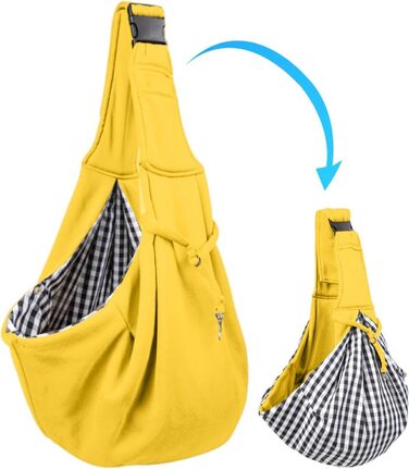 Сумка-переноска для собак – зворотна сумка через плече для маленьких собак, дихаючий транспортер для цуценят, шлейка для домашніх тварин з регульованим ременем – жовта