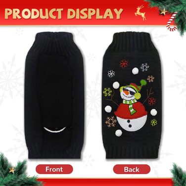Стильний новорічний светр для собак з оленем та котиком, теплий та м'який, для осені та зими, новорічний одяг для цуценят та маленьких собак, чорний сніговик
