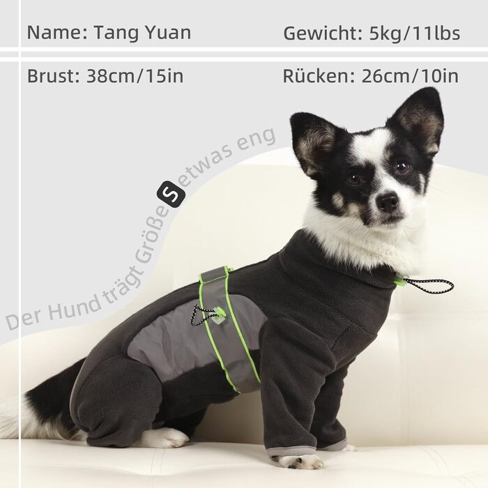 Флісова куртка для собак, зимова куртка, тепла флісова піджак для собак з отвором для повідка, для середніх собак, віндджайк, чорний (XS-XXL)