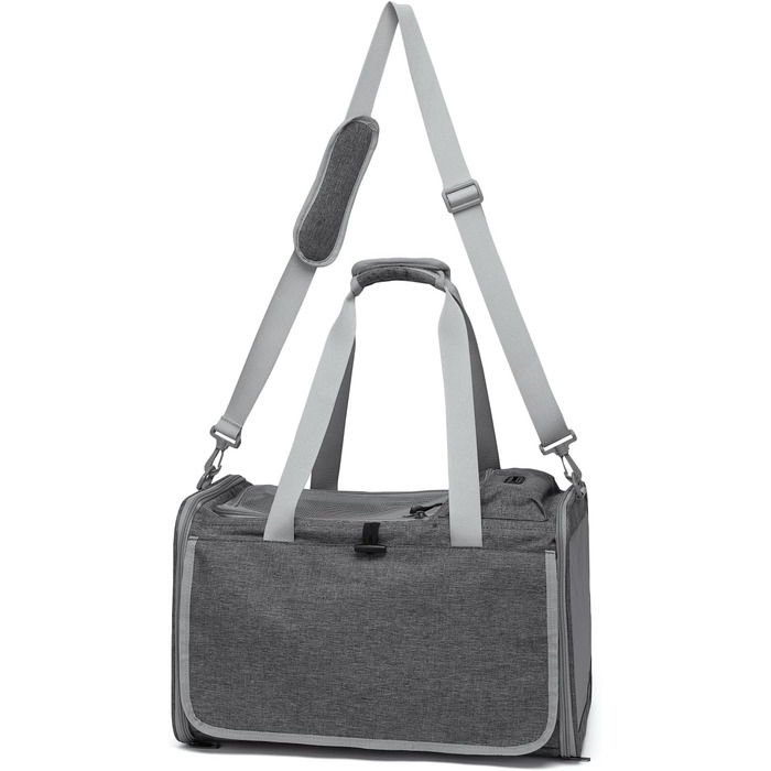 Транспортна сумка для котів та собак до 8 кг, сірого кольору. Зручна, дихаюча, з ремінєм через плече та надійними застібками. Ідеально для подорожей, ветеринара, авто та літака.