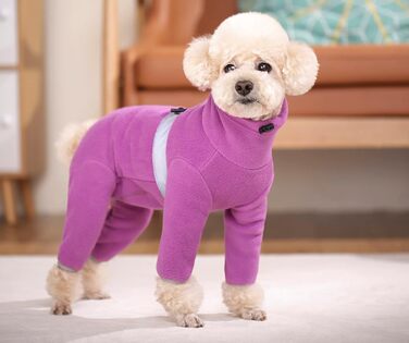 Теплий флісовий одяг для собак, зимовий, з довгими рукавами, для чотирилапих, регульований, для собак малих та середніх порід, розмір XS (фіолетовий)