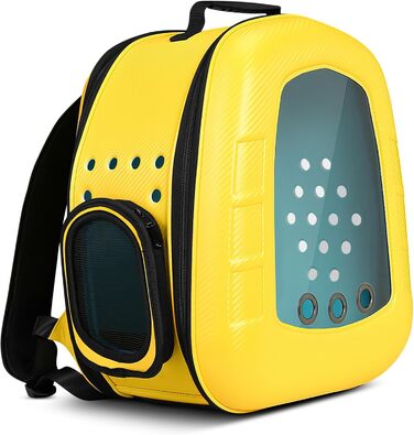 Рюкзак-переноска для кота та собаки ALLSOPETS Bubble, жовтий. Зручний рюкзак-переноска для котів та собак, для подорожей, прогулянок та походів. Відкидна підстилка.