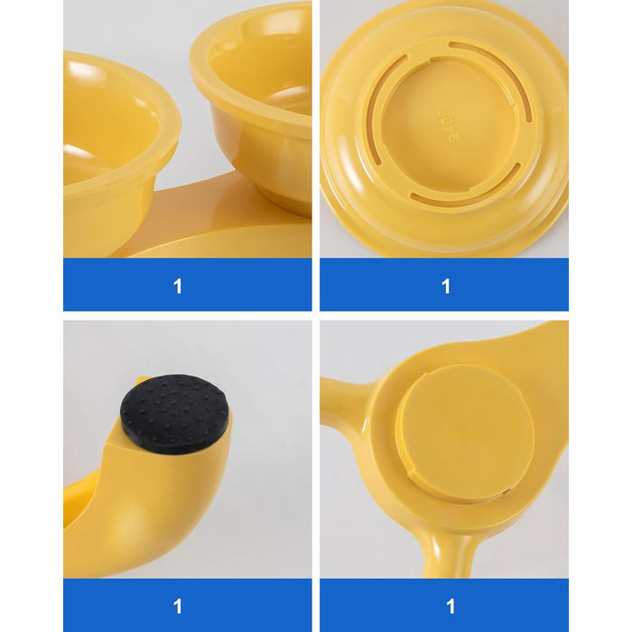 Набір мисок для котів з підняттям 2 шт. - Незламні миски для котів, автоматичне годування з меламіну, миється в посудомийній машині, широка основа з протиковзкими ніжками, миски, зручні для вусів, жовті Double