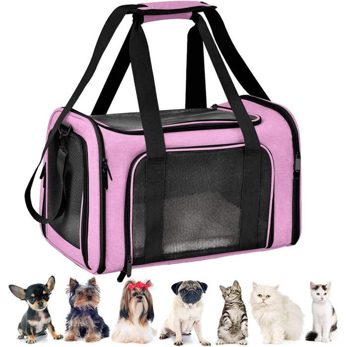 Транспортна сумка для тварин, переноска для собак та котів, Fatbar переноска для подорожей, рожевий колір (L)