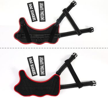 Шлейка для собак Voopet Emotional Support - професійна, для малих, середніх та великих собак, відбиваюча, дихаюча, регульована, без натягу, ESA (червоно-чорна)