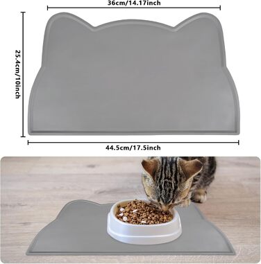 Килимок для котячого корму, силіконовий, неслизький, водонепроникний, сірий (темно-сірий)