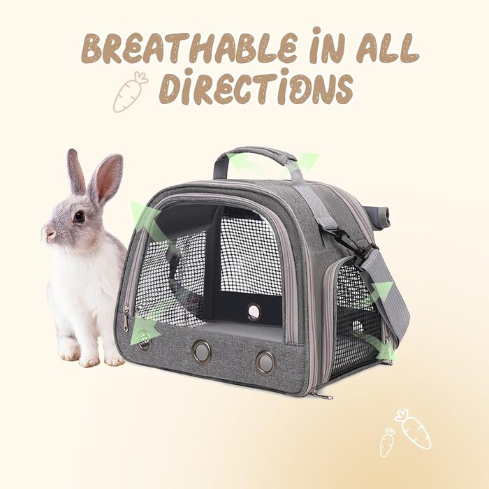 Транспортна переноска для дрібних тварин APKOL - переноска для морських свинок, кроликів, хом'яків, їжаків, сірого кольору