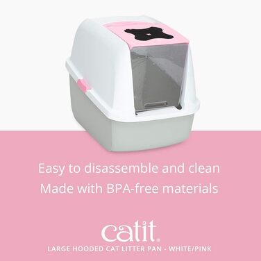 Туалет для котів Catit 50700 з кришкою, 43x57x50 см, білий/сірий/рожевий