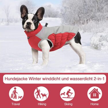 Зимовий жилет для собак Aiboria, теплий, непромокальний, без рукавів, з нагрудником (червоний, XXL)