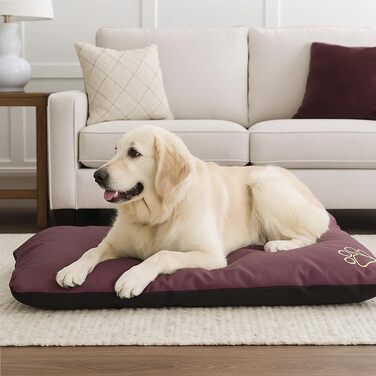 Лежанка для собак ECO: велика, середнього та маленького розміру, 90x60x8 см, Бордовий. Зносостійке, м'яке, для дому та вулиці