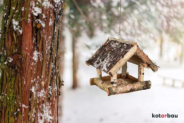 Коттарбау® годівниця для птахів з натурального дерева, балконна годівниця для птахів, годівниця для диких птахів