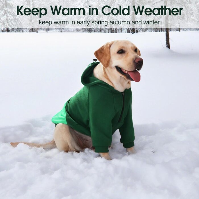 Світшот з капюшоном для великих собак Nanaki, тепла флісова куртка з кишенею для хлопчиків та дівчаток, підходить для Бульдога, теплий зимовий одяг для собак (Сірий, X-Large Зелений)