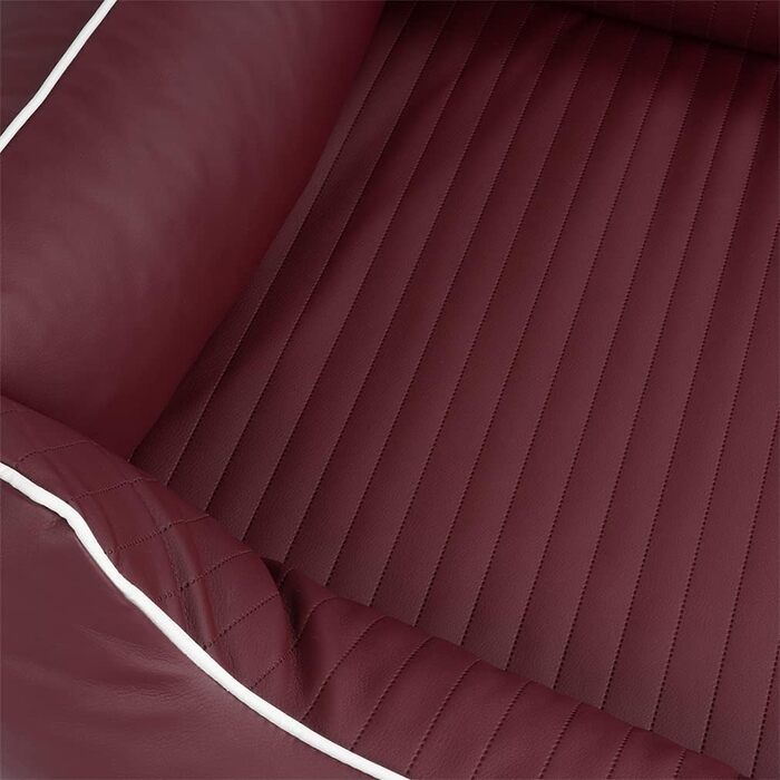 Ортопедичне ліжко для собак Knuffelwuff Lovelock M-L з штучної шкіри, 85 x 63 см. Знімний чохол, легко мити, для великих, середніх та маленьких собак (Вишневий)