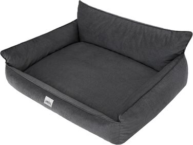 Ліжко для собак Joker - ліжко-кошик для собак маленьких, середніх та великих порід - м'яке ліжко для собак, диван для собак, знімний та пральний чохол, розмір L: 106 x 80 см (S - 64 x 49 см, Графіт Fancy)
