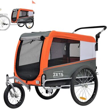 PAPILIOSHOP: Причеп для собак та котів, вагон для домашніх тварин, 3 розміри, Оранжевий L