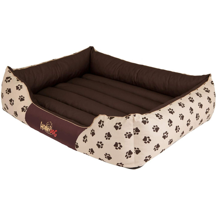 Преміум лежанка для собак Prestige M (65x50 см, бежева з лапами) - зручне собаче ліжко знімний чохол