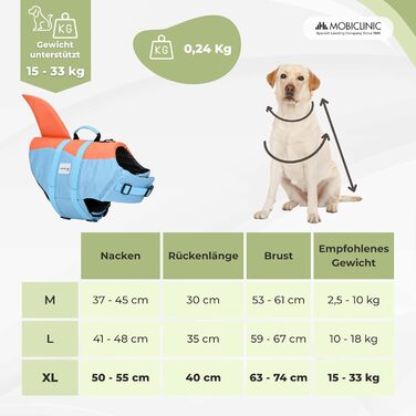 Spas-жилет Sharky для собак, XL: яскравий, плавучий, з ручкою для рятування, синьо-помаранчевий