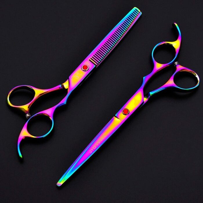 Набір професійних ножиць для грумінгу собак та котів, з титановим покриттям, включає ножиці для нігтів, 18 см (Natural)