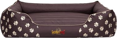 Ліжко для собак Prestige, M, 110x90 см, коричневе з лапами. Знімна та пральна наволочка. Підходить для собак маленьких, середніх та великих порід.