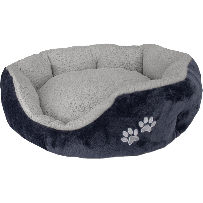 М'яке та пухнасте ліжко для собак та котів 70x64x18 см - зручне спальне місце з високим бортиком, антиковзким дном, легко миється. Міцне ліжко для тварин сірого кольору (сірий/графіт)