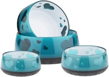 Миска для собак EHASO з сердечками - годівниця та поїлка для собак великих та малих порід (1000 мл, блакитний)