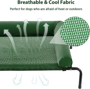 Кругле ліжко для собак великих порід з металевим каркасом, U-подібною подушкою, антиковзними ніжками та дихаючою сіткою, 91x66x20 см (зелене)