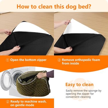 Ортопедичне ліжко для собак, матрац для собак з двоярусним дизайном, миється, знімний кошик для собак, 90 см для собак маленьких та середніх порід (89 x 59 x 10 см, оливковий)