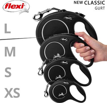 Рулетка Flexi New Classic чорна, 5 м, для собак до 50 кг