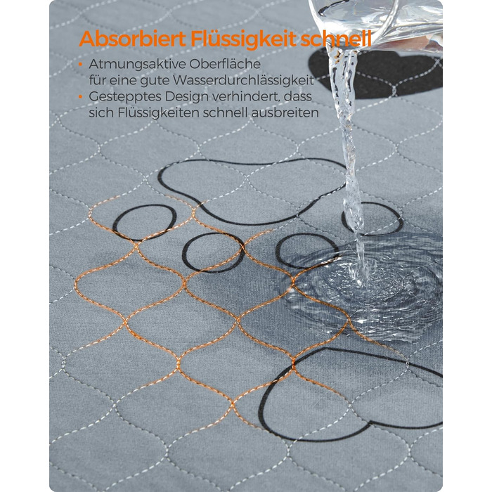 Підстилка для собак Feandrea, 2 шт., 152 x 122 см, сіра, XXL, водонепроникна, супер поглинаюча