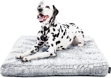 Лежанка для собак Deluxe, сіра, 76x56x8 см. М'яка, для великих собак, з щільного плюшу. Лежанка у ворітку для собак, зручна та тепла.