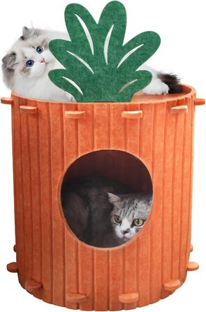 Двоярусна котяча кімната-будинок з когтеточкою, платформа та іграшкою, 60х40х40 см