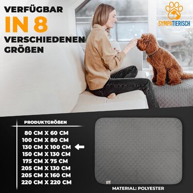 Водонепроникний килимок для собак - міцний захист дивану та ліжка - нековзкий, підходить для великих собак - можна прати в пральній машині - 130 x 100 см - сірий