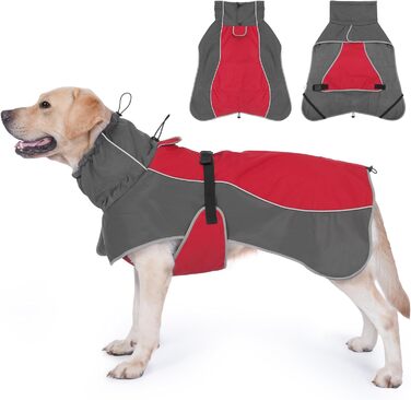 Водонепроникна куртка для собак, світловідбиваюча, вітрозахисна, тепла зимова куртка з м'яким флісовим підкладкою для собак маленьких та великих порід, для активного відпочинку, кемпінгу та походів у холодну погоду, червона (розмір S, спина 45 см)