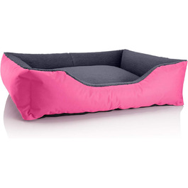 Ліжко для собак BedDog Teddy XL, кордура і мікровелюр, з бортиками, квадратне, для дому та вулиці, рожево-сіре, знімний чохол