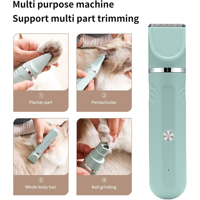 Електричний триммер для собак 4-в-1 | Шерсть, грумінг, догляд за тваринами, для собак, котів, цуценят, зелений
