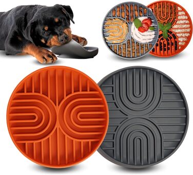 Миски для повільного годування собак та котів, силікон, 2 шт. (Лакс та Шкіряно-сірий), нековзні, для повільного харчування